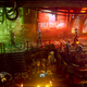A grimy, neon-soaked alley.